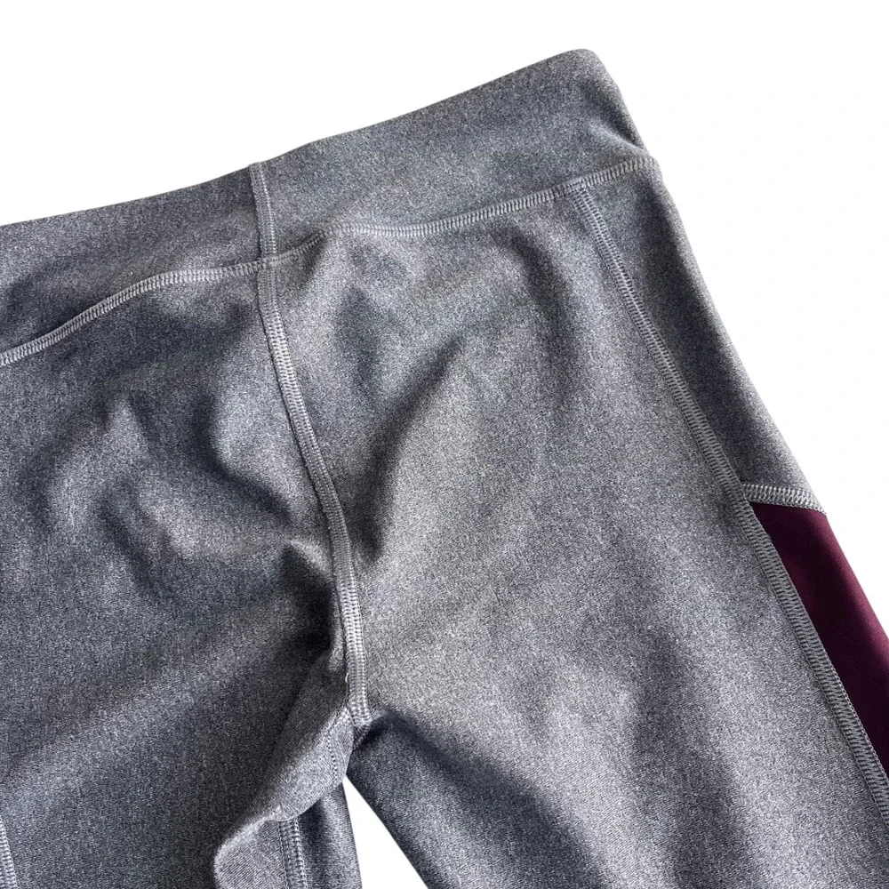Under Armour HeatGear Women S Gray Coral Purple Stripe Compression Legging Sport